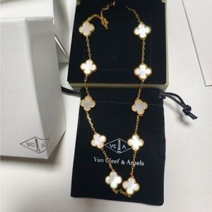 Van Cleef & Arpels Silver-Tone Necklace with Ten-Petal Clover